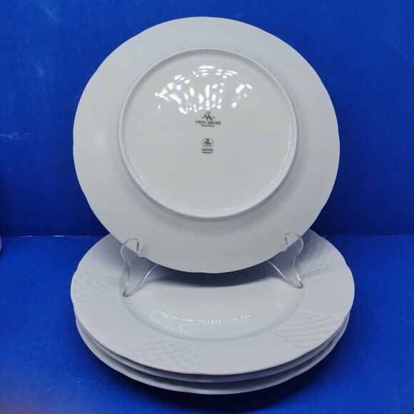 Vista Alegre Basket Weave Gardel Branco White 8" Salad Plates Bundle of 4 - Picture 5 of 9